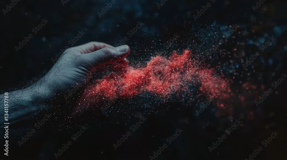 Poster data on brain and science networking is accessed through hand touch, utilizing generative ai