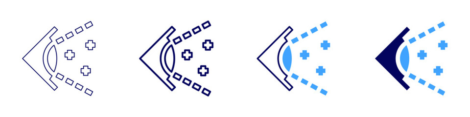 Red eye​ icon in 4 different styles. Thin Line, Line, Bold Line, Duotone. Duotone style. Editable stroke