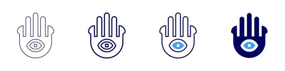 Pink eye​ icon in 4 different styles. Thin Line, Line, Bold Line, Duotone. Duotone style. Editable stroke