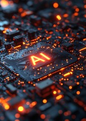 A computer chip with the letters AI on it