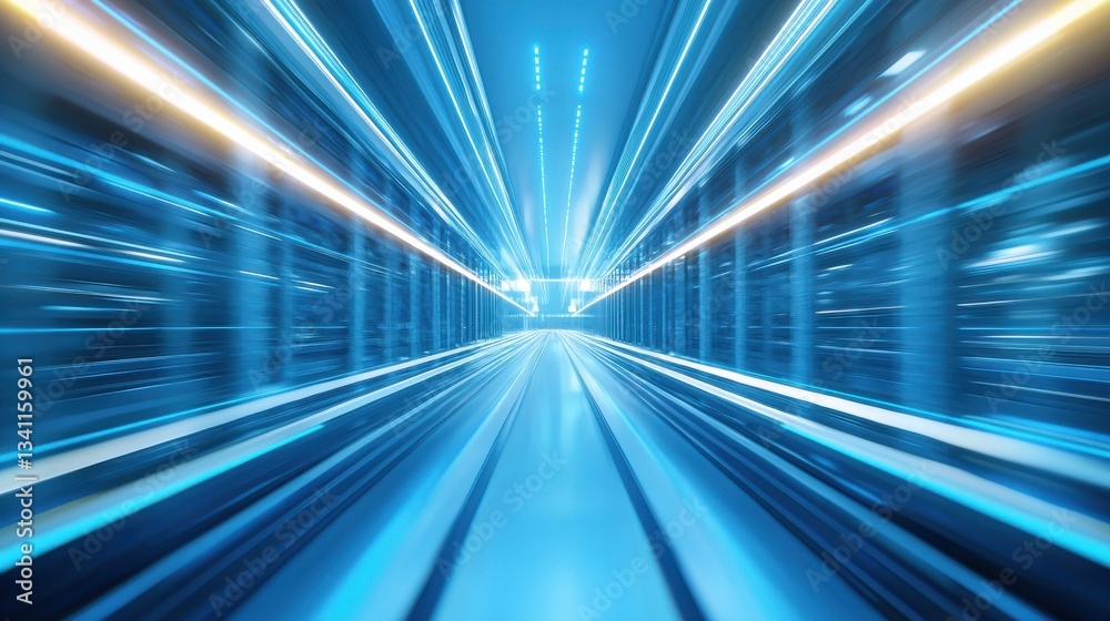 Wall mural futuristic motion blur background with light trails and depth effect