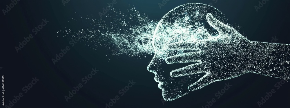 Aufkleber the conceptual digital transformation of the next generation technology era involves ai, machine lea