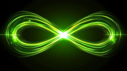 Infinity Symbol Abstract Art with Vibrant Green Light Trails