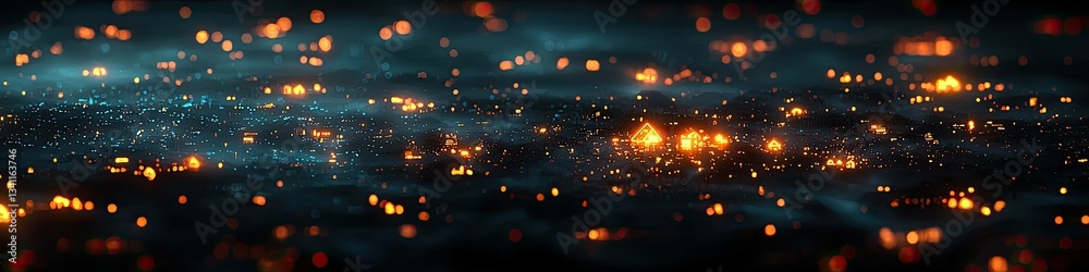 Wall mural abstract depiction of illuminated points of light in space