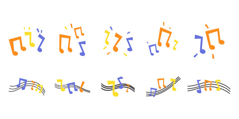 Colorful Musical Notes Illustration Set