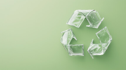 An eco-recycling symbol made from plastic elements, on a light green background — a theme of waste utilization.