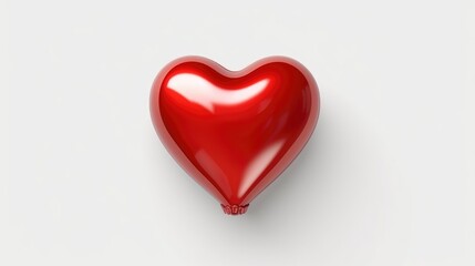 Shiny Red Heart Balloon on White Background