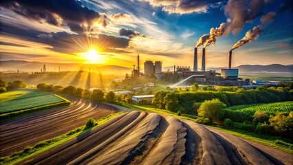 Industrial Plant at Sunset