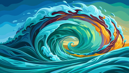 A mesmerizing swirl of ocean waves capturing the dynamic energy of the sea The powerful waves,