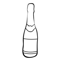 Wine bottle hand drawn outline doodle icon. Vector sketch illustration of champagne bottle of wine for print, web, mobile and infographics isolated on white background. Vector illustration