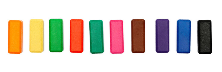 Colorful paint palette, watercolors isolated on white background, painting set, top view
