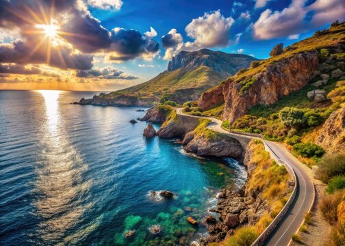 Linosa's coastal road unveils breathtaking seascapes, perfect for stunning photography.