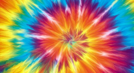 Obraz premium Vibrant Rainbow Tie Dye Swirl Pattern Psychedelic Colorful Textile Background Texture