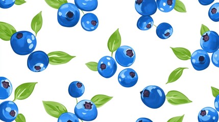 Beautiful Blueberry Pattern Design for Textiles and Wallpaper