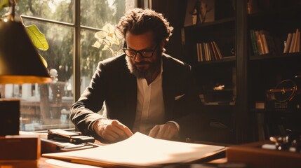 Obraz premium A fashion forward businessman wearing a tailored suit at work.