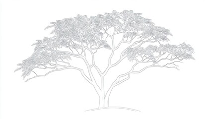 Fototapeta premium Majestic Tree Line Art: A Detailed Outline Drawing