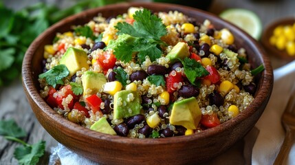 Delicious Quinoa Salad with Avocado, Black Beans, and Corn