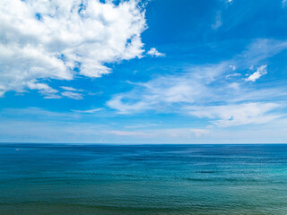 Amazing sea background,Summer blue sky over sea background,Beautiful ocean at Phuket island Thailand,High angle view drone shot