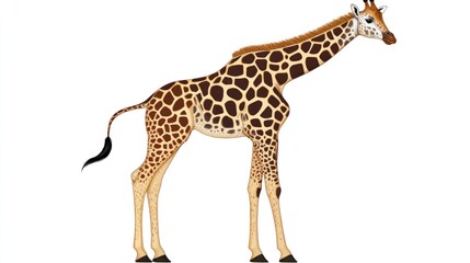 Naklejka premium A giraffe standing on a white background.