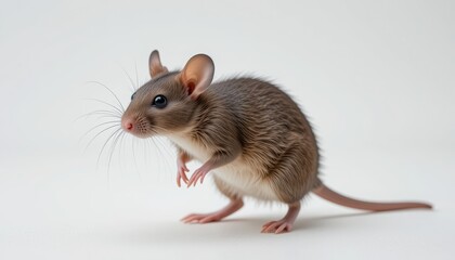 Cute and Curious Brown Mouse with Whiskers and Tiny Paws