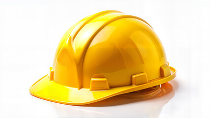 Fototapeta premium Yellow construction helmet on white background