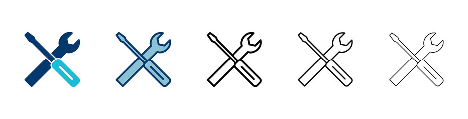 Repair icon vector isolated on white background. Wrench and screwdriver icon. settings vector icon. Maintenance. tools