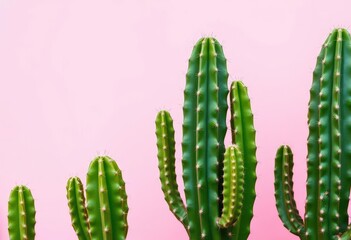 Vibrant green cactus plant against a pastel pink background, background,  photo