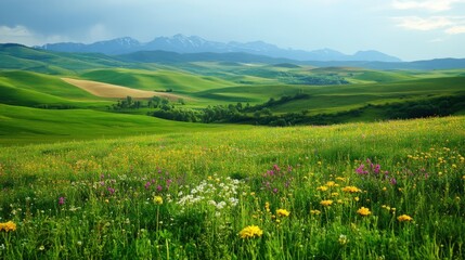 Fototapeta premium Spring garden blooming flowers. Generative AI