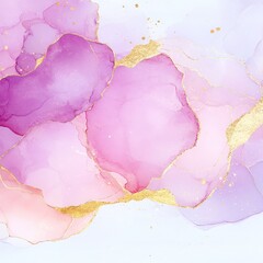 Soft Pink and Gold Abstract Watercolor Painting