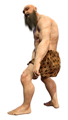 3D Rendering Caveman on White