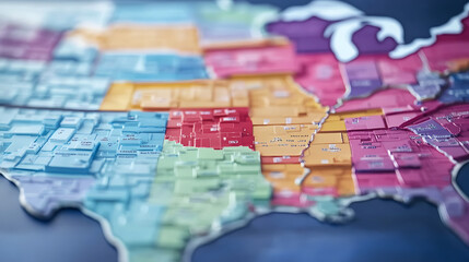A political state map highlighting legislative districts and voting patterns for political and market analysis (1)