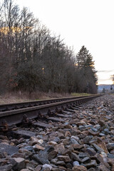 Close-Up of Railway Tracks with Gravel