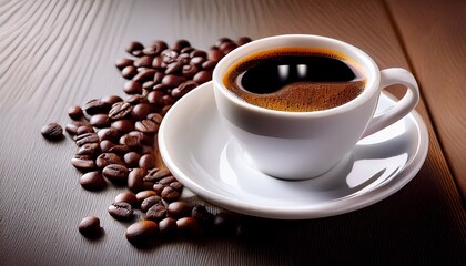 Obraz premium Black coffee in white cup, close up- 81030