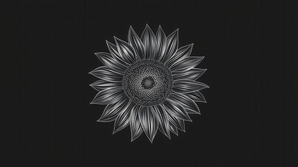 Stunning Black and White Line Art Sunflower Illustration. A Detailed Floral Design for Art Lovers.