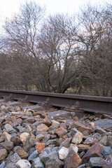 Close-Up of Railway Tracks with Gravel