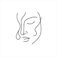 Minimalistic silhouette of woman face