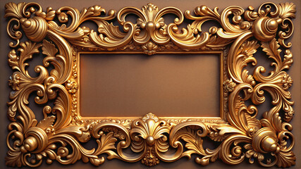 Gold ornate frame with intricate design on dark background