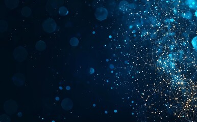 Naklejka premium The background of this modern presentation design boasts an abstract blue hexagon pattern, glowing light effect, and ample copy space, all in a technological style