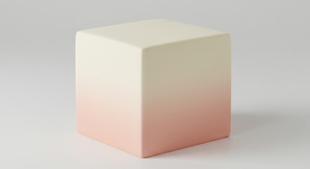 Fototapeta premium Isolated Cube with Peach and Cream Gradient Minimalist Object Design