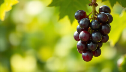 Naklejka premium Single Purple Grape on Vine