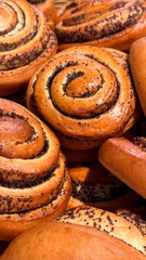 Fototapeta premium Freshly baked sweet pastries background. Sweet dessert