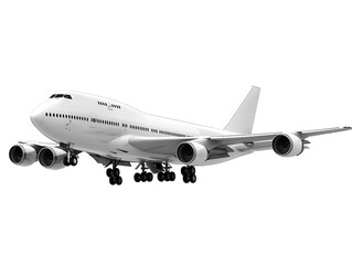 Naklejka premium A large white airplane appears to be in a state of flight