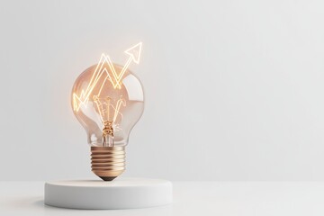 An image featuring a glowing light bulb and a rising graph is used to symbolize the economic growth associated with rising energy expenses, presented in a simple and easily comprehensible design