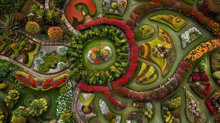 Aerial photo of the flower garden