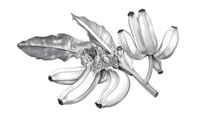 Naklejka premium Stunning Banana Bunch Drawing: A Detailed Botanical Illustration