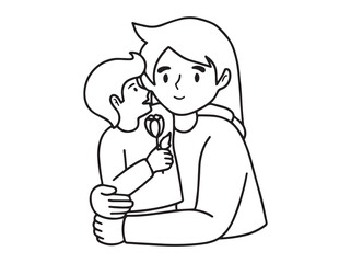 Mother Day Line Art Illustration