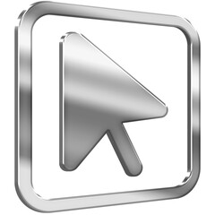 Computer Mouse Arrow 3D icon with silver metallic effect