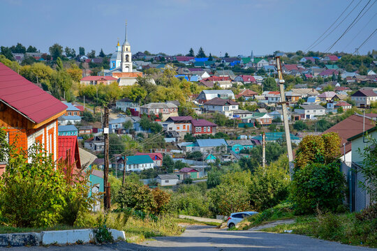 Dense construction of private buildings in Yelets, Lipetsk region of Russia