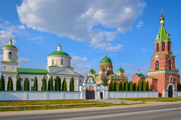 Troekurovo Orthodox Monastery walls in the evening light