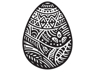 easter eggs silhouette vector design, easter egg logo icon, easter eggs decorative pattern, black and white easter egg traditional pattern, easter egg logo icon on black and white background 